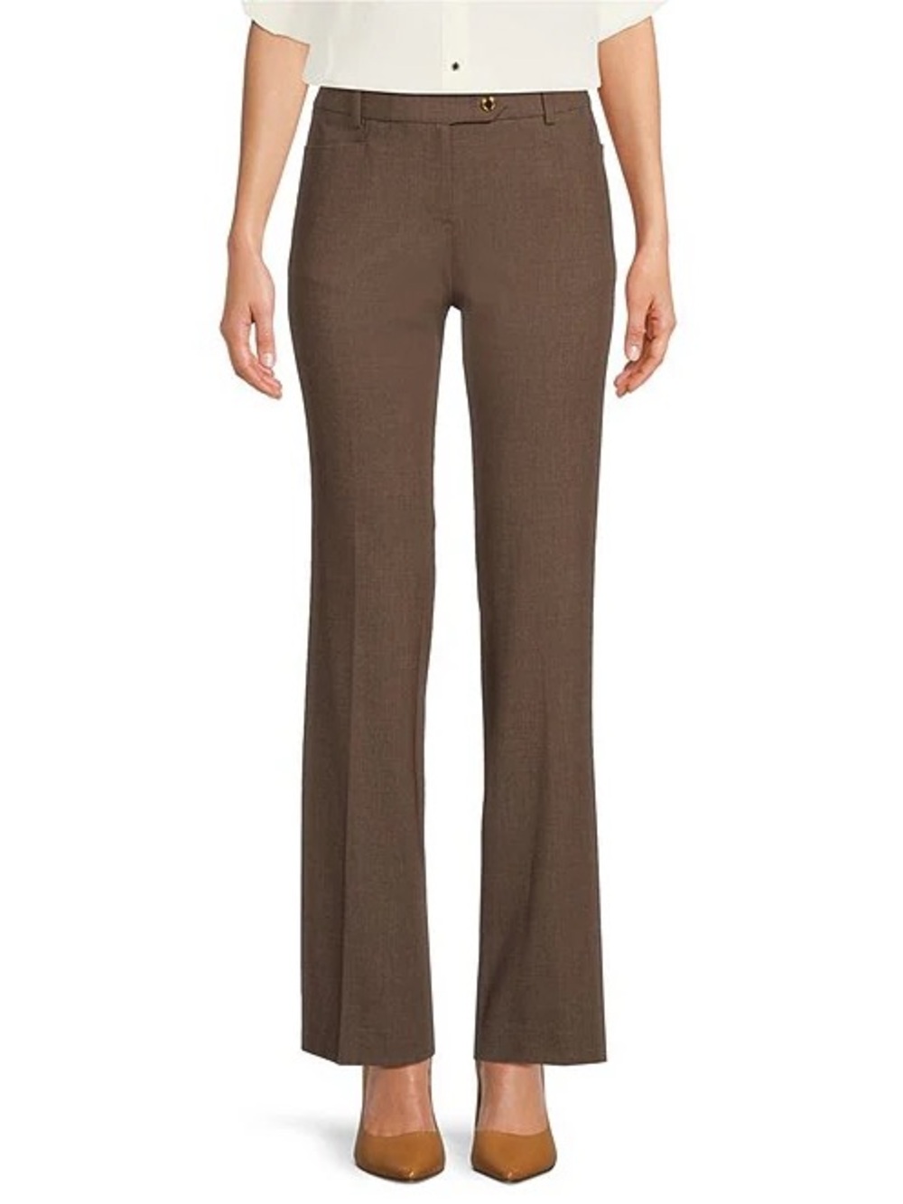 Clavin Klein Classic Women's Brown Straight-Leg Dress Pants